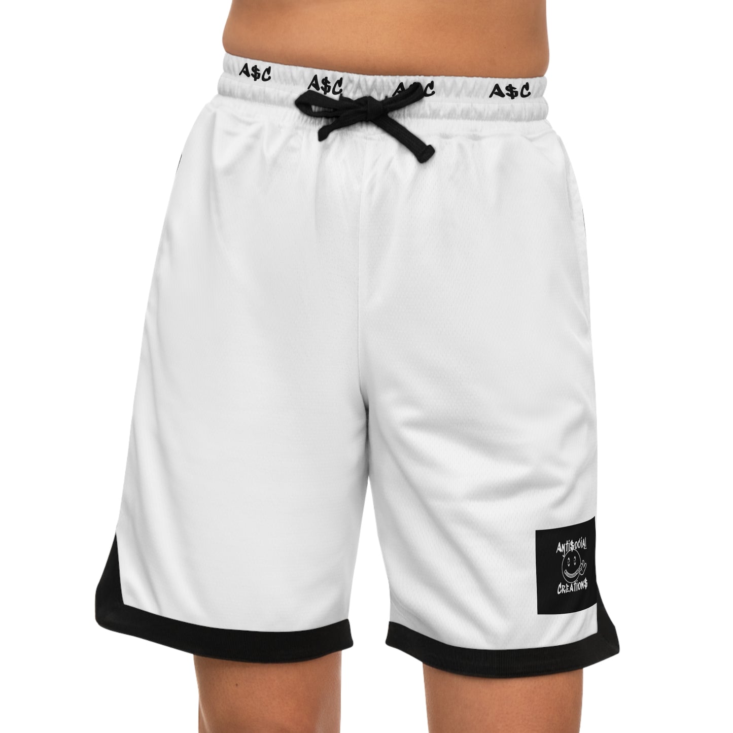 Unisex Shorts — White Rib Trim Performance Athletic Shorts