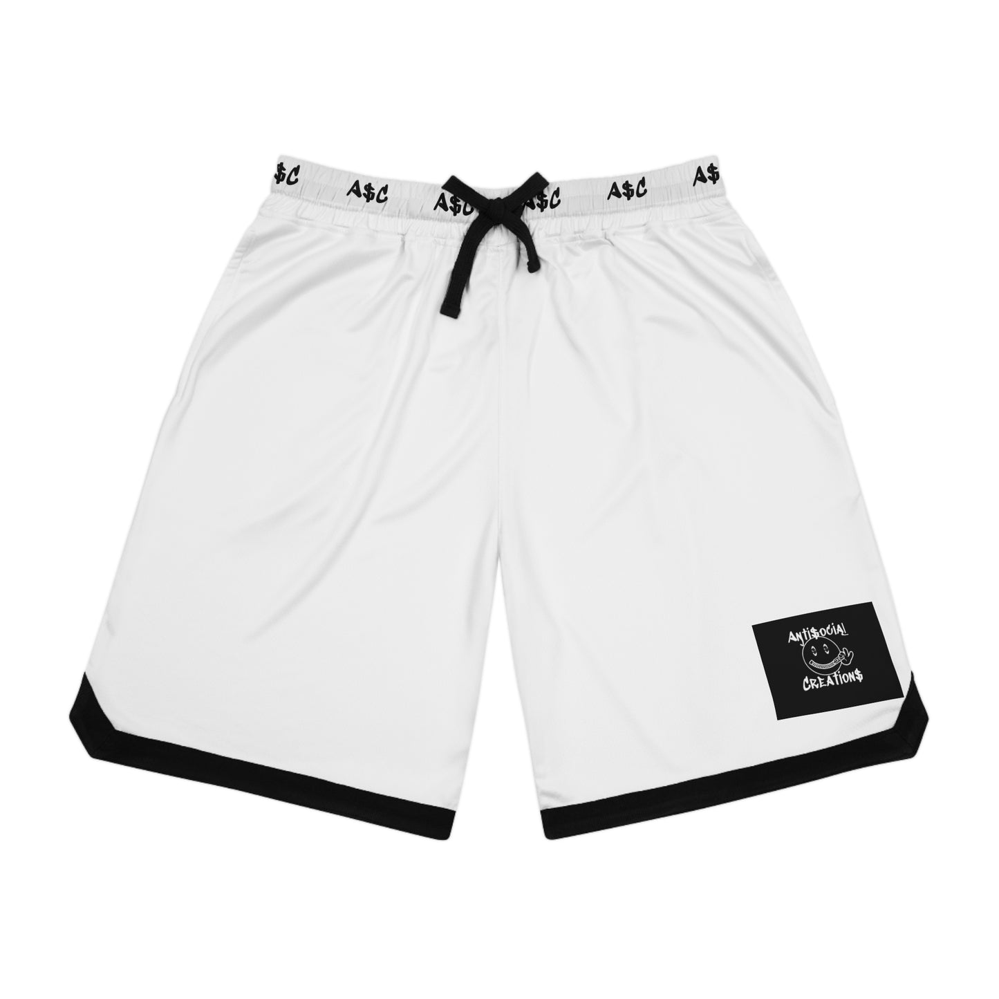 Unisex Shorts — White Rib Trim Performance Athletic Shorts