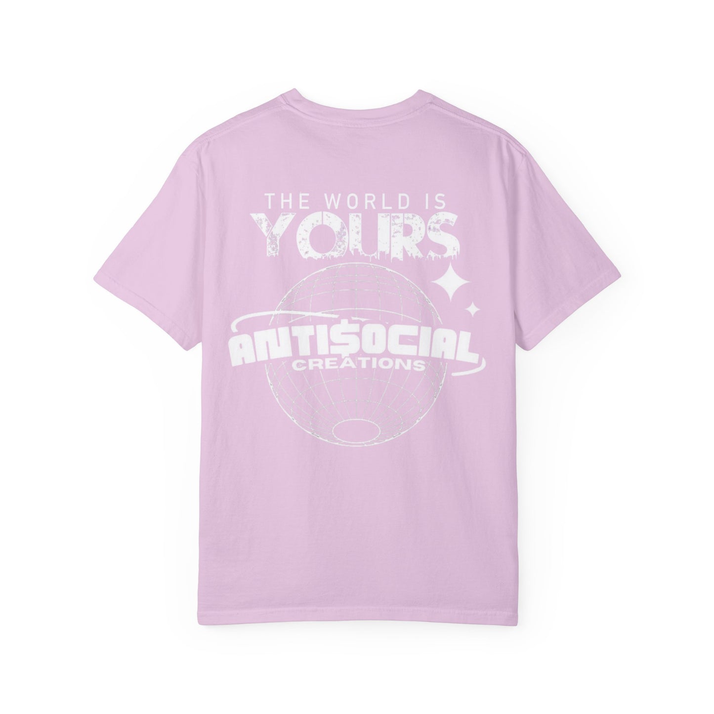 Antisocial Creations Graphic T-Shirt — 'The World Is Yours' Garment-Dyed Tee
